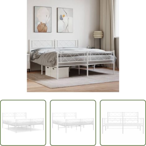 vidaXL Testiera in metallo -  Giroletto con Testiera e Pediera Metallo Bianco 120x200 cm