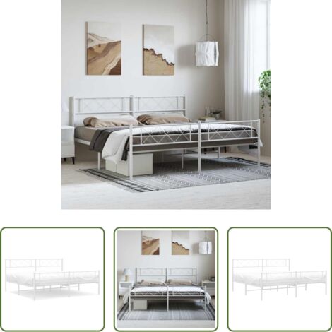 vidaXL Testiera in metallo -  Giroletto con Testiera e Pediera Metallo Bianco 193x203 cm