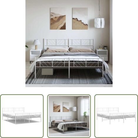 vidaXL Testiera in metallo -  Giroletto con Testiera e Pediera Metallo Bianco 193x203 cm