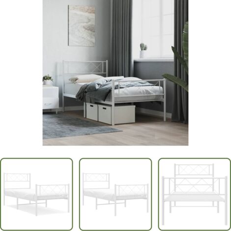 vidaXL Testiera in metallo -  Giroletto con Testiera e Pediera Metallo Bianco 80x200 cm