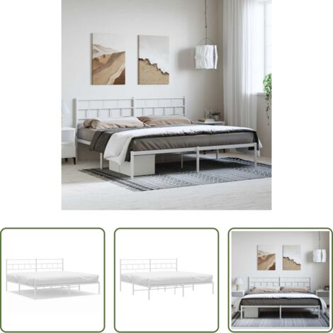 vidaXL Testiera in metallo -  Giroletto con Testiera Metallo Bianco 183x213 cm