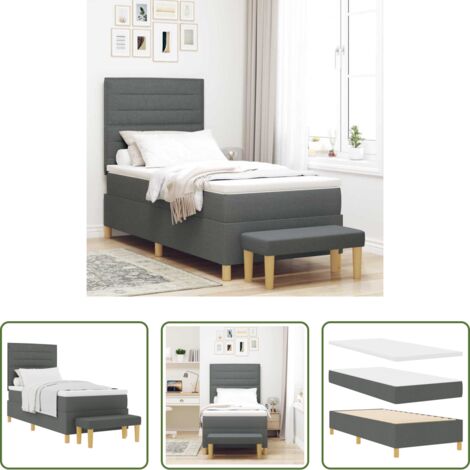vidaXL Testiera in poliestere -  Letto a molle con materasso Grigio scuro 80 x 200 cm Tessuto