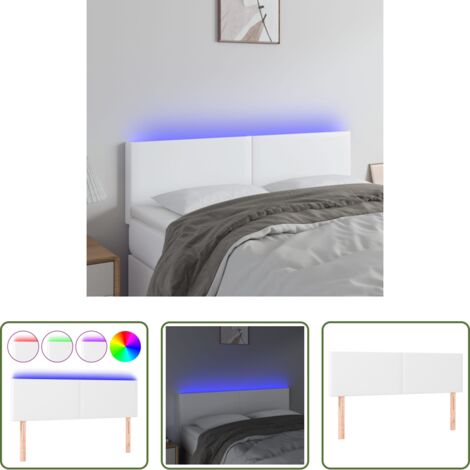 vidaXL Testiera in similpelle -  Testiera Bianca a LED 144x5x78/88 cm in Similpelle