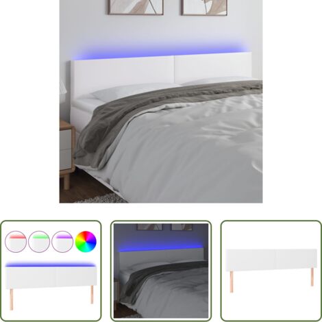 vidaXL Testiera in similpelle -  Testiera Bianca a LED 200x5x78/88 cm in Similpelle