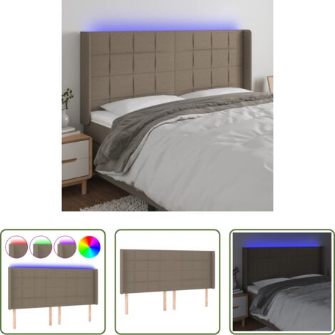 vidaXL Testiera in tessuto -  Testiera a LED Tortora 183x16x118/128 cm in Tessuto