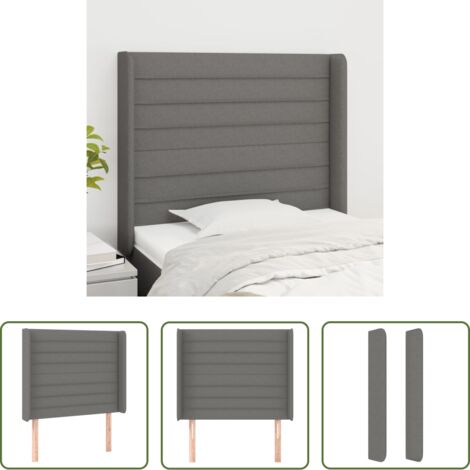 vidaXL Testiera in tessuto -  Testiera ad Orecchio Grigio Scuro 93x16x118/128 cm in Tessuto