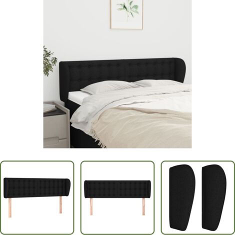 vidaXL Testiera in tessuto -  Testiera ad Orecchio Nera 147x23x78/88 cm in Tessuto