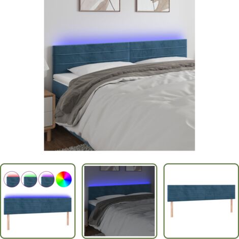 vidaXL Testiera in velluto -  Testiera a LED Blu scuro 160x5x78/88 cm in Tessuto