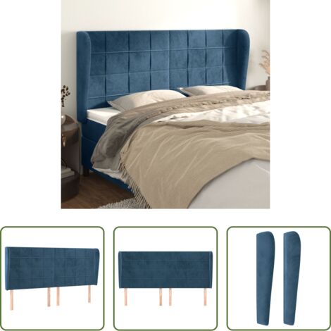 vidaXL Testiera in velluto -  Testiera ad Orecchio Blu Scuro 163x23x118/128 cm in Velluto