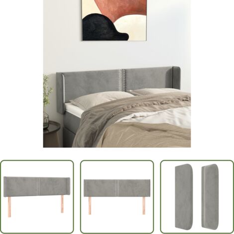 vidaXL Testiera in velluto -  Testiera ad Orecchio Grigio Chiaro 147x16x78/88 cm in Velluto