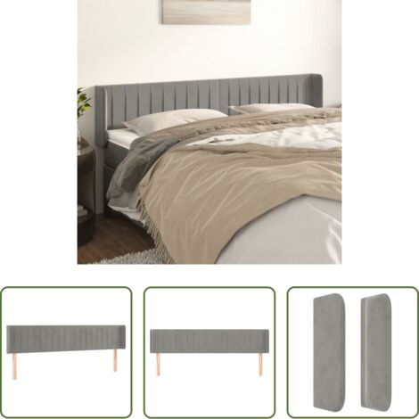 vidaXL Testiera in velluto -  Testiera ad Orecchio Grigio Chiaro 163x16x78/88 cm in Velluto