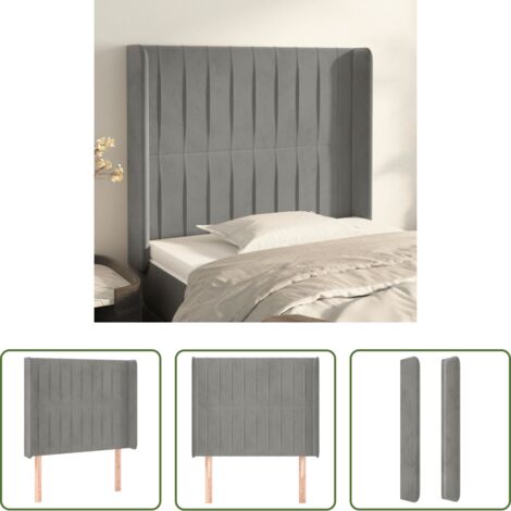 vidaXL Testiera in velluto -  Testiera ad Orecchio Grigio Chiaro 83x16x118/128 cm in Velluto