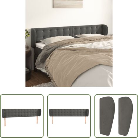 vidaXL Testiera in velluto -  Testiera ad Orecchio Grigio Scuro 163x23x78/88 cm in Velluto