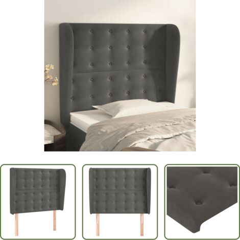 vidaXL Testiera in velluto -  Testiera ad Orecchio Grigio Scuro 83x23x118/128 cm in Velluto