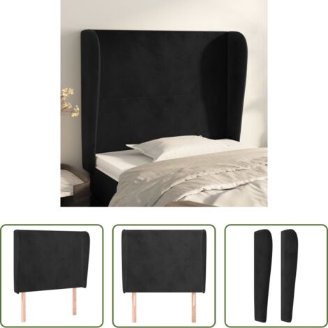vidaXL Testiera in velluto -  Testiera ad Orecchio Nera 93x23x118/128 cm in Velluto