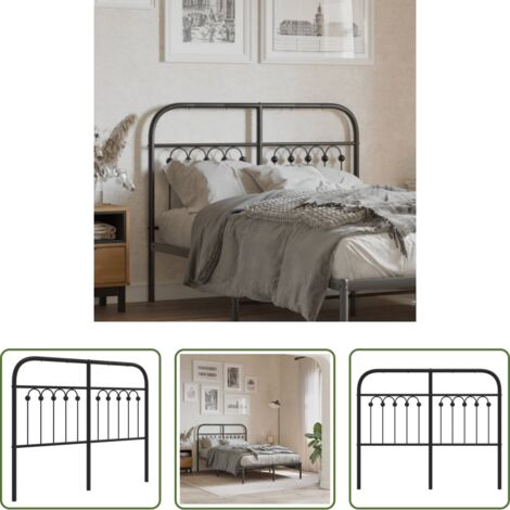 vidaXL Testiera letto 120 cm -  Testiera di Ricambio in Metallo Nero 120 cm
