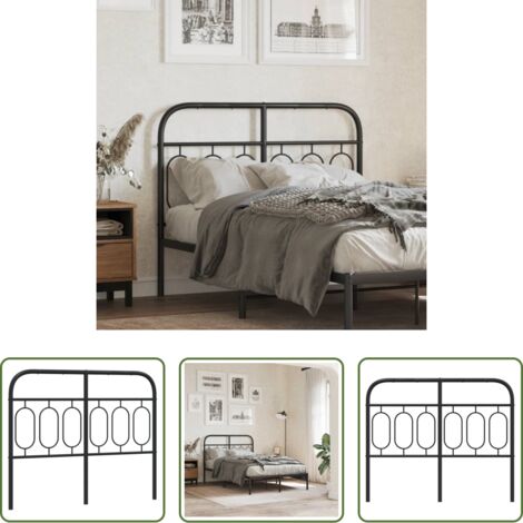 vidaXL Testiera letto 120 cm -  Testiera di Ricambio in Metallo Nero 120 cm