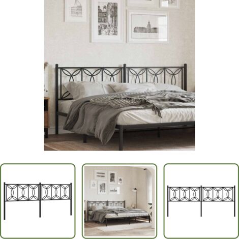 vidaXL Testiera letto 200 cm -  Testiera di Ricambio in Metallo Nero 200 cm