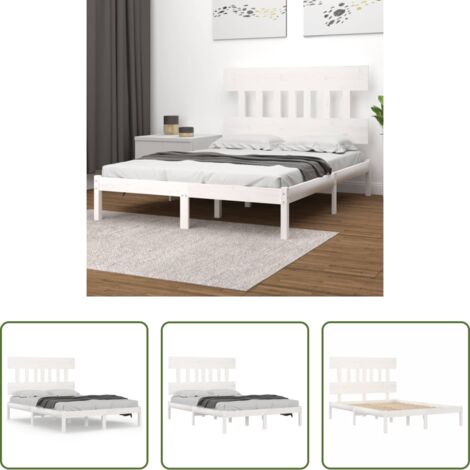 vidaXL Testiera letto -  Giroletto Bianco in Legno Massello 200x200 cm