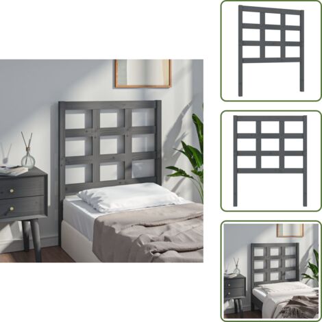 - vidaXL Testiera Letto Grigia 80,5x4x100 cm in Legno Massello di Pino -