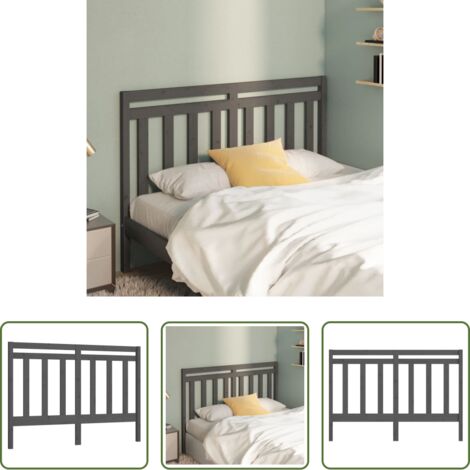 vidaXL Testiera letto in pino -  Testiera Letto Grigia 166x4x100 cm in Legno Massello di Pino