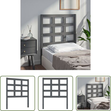 vidaXL Testiera letto in pino -  Testiera Letto Grigia 80,5x4x100 cm in Legno Massello di Pino