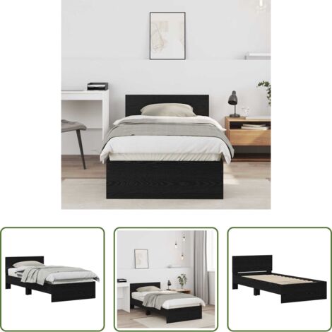 vidaXL Testiera letto -  Struttura del letto Rovere Nero 75 x 190 cm Legno multistrato