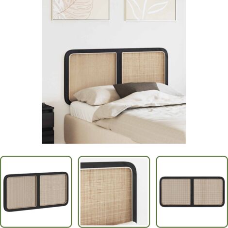 vidaXL Testiera moderna -  Testiera con testiera Nero 120 x 55 x 3 cm Rattan