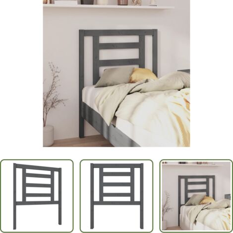 vidaXL Testiera per camera da letto -  Testiera per Letto Grigia 81x4x100 cm in Legno Massello di Pino