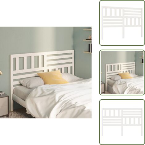 - vidaXL Testiera per Letto Bianca 146x4x100cm in Legno Massello di Pino -