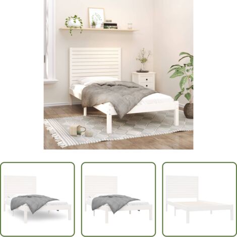 vidaXL Testiera per letto -  Giroletto Bianco in Legno Massello 90x200 cm