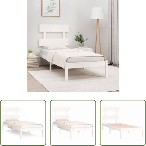vidaXL Testiera per letto -  Giroletto Bianco in Legno Massello 90x200 cm