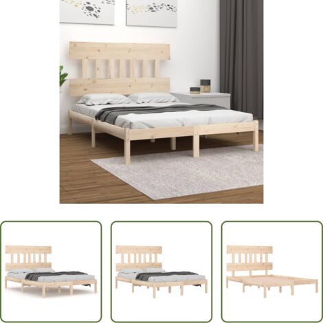 vidaXL Testiera per letto -  Giroletto in Legno Massello 120x200 cm