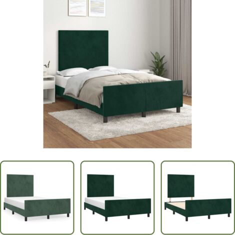 vidaXL Testiera per letto -  Giroletto senza Materasso Verde Scuro 120x200 cm in Velluto