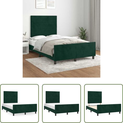 vidaXL Testiera per letto -  Giroletto senza Materasso Verde Scuro 120x200 cm in Velluto
