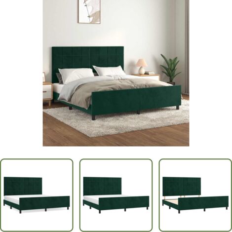 vidaXL Testiera per letto -  Giroletto senza Materasso Verde Scuro 160x200 cm in Velluto