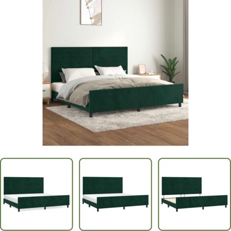vidaXL Testiera per letto -  Giroletto senza Materasso Verde Scuro 200x200 cm in Velluto