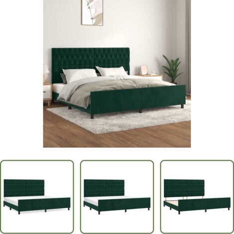 vidaXL Testiera per letto -  Giroletto senza Materasso Verde Scuro 200x200 cm in Velluto