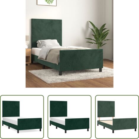 vidaXL Testiera per letto -  Giroletto senza Materasso Verde Scuro 90x190 cm in Velluto