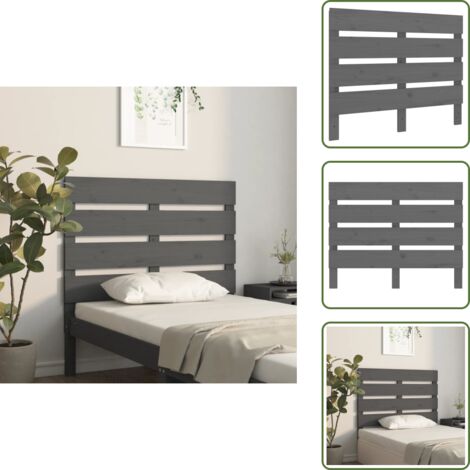 - vidaXL Testiera per Letto Grigia 100x3x80 cm in Legno Massello di Pino -