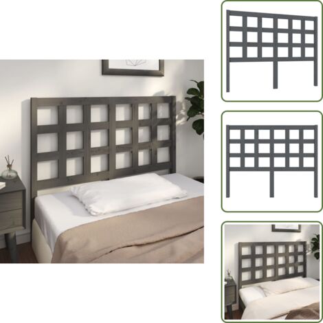 - vidaXL Testiera per Letto Grigia 125,5x4x100 cm Legno Massello di Pino -