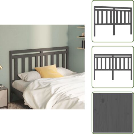- vidaXL Testiera per Letto Grigia 126x4x100cm in Legno Massello di Pino -