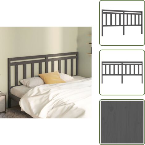 - vidaXL Testiera per Letto Grigia 206x4x100cm in Legno Massello di Pino -