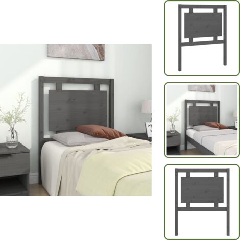 - vidaXL Testiera per Letto Grigia 80,5x4x100 cm Legno Massello di Pino -