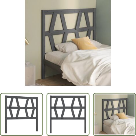 vidaXL Testiera per letto grigia -  Testiera per Letto Grigia 106x4x100cm in Legno Massello di Pino