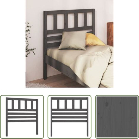 vidaXL Testiera per letto grigia -  Testiera per Letto Grigia 106x4x100cm in Legno Massello di Pino