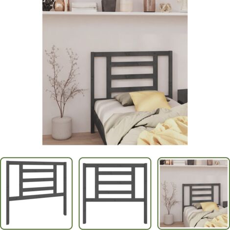 vidaXL Testiera per letto grigia -  Testiera per Letto Grigia 106x4x100cm in Legno Massello di Pino