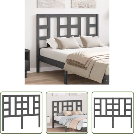 vidaXL Testiera per letto grigia -  Testiera per Letto Grigia 126x4x100cm in Legno Massello di Pino