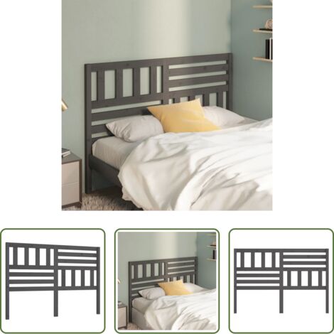 vidaXL Testiera per letto grigia -  Testiera per Letto Grigia 126x4x100cm in Legno Massello di Pino