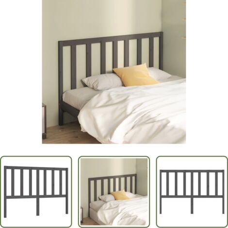 vidaXL Testiera per letto grigia -  Testiera per Letto Grigia 126x4x100cm in Legno Massello di Pino